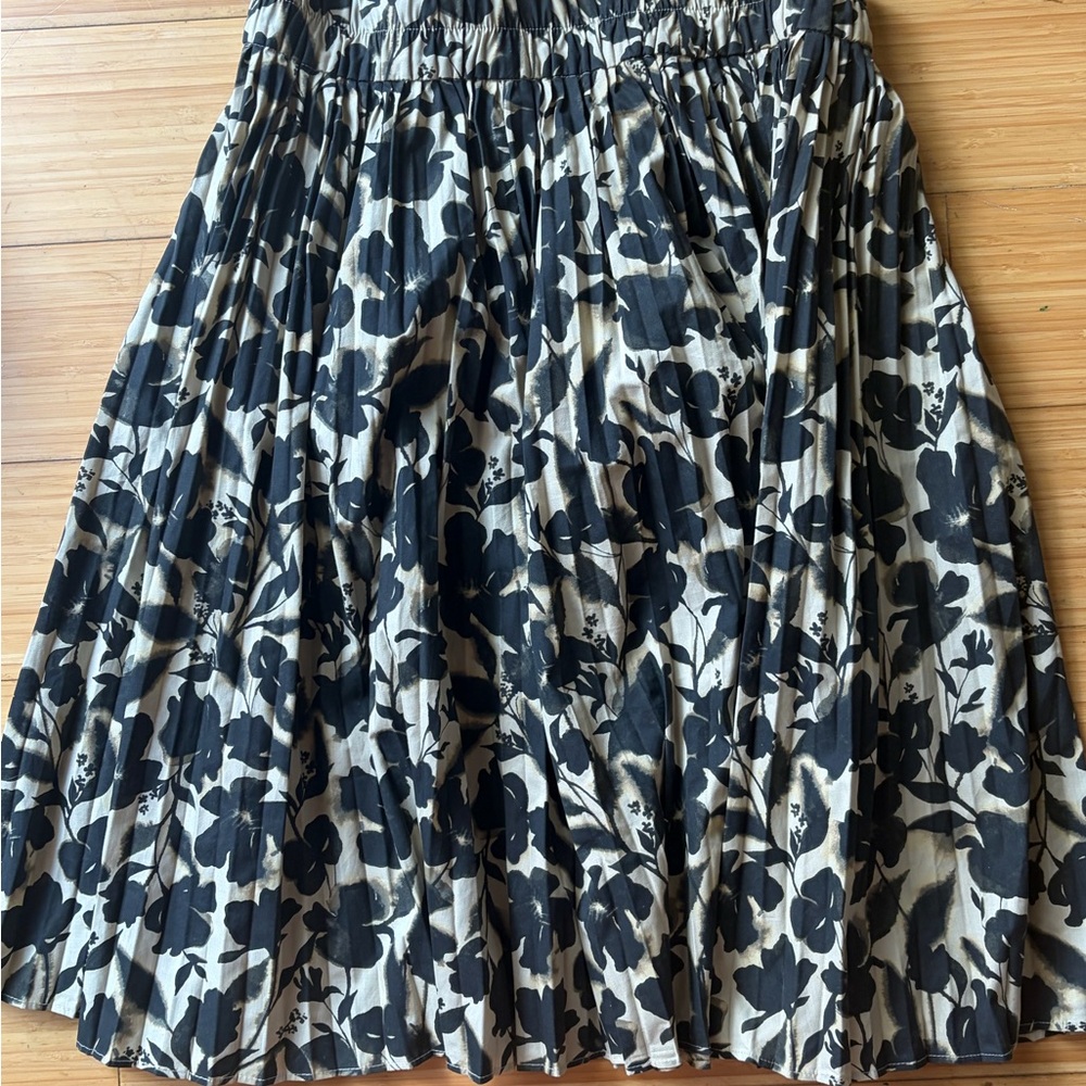 J. Crew Black and Cream Floral Midi Skirt